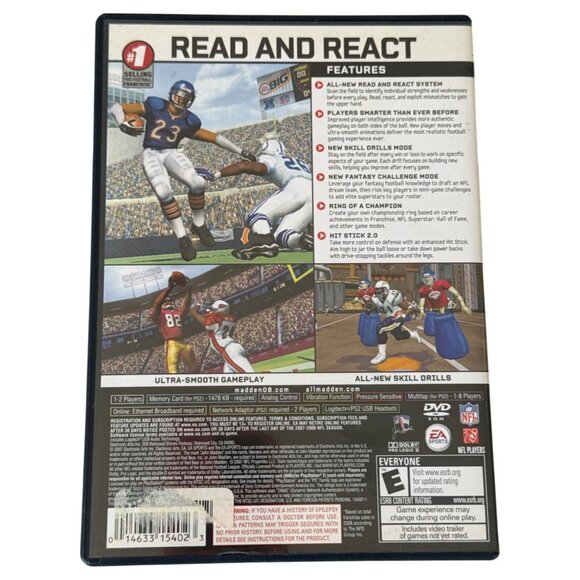 Madden NFL 08 PS2 Game With Manual & Case - Picture 2 of 3